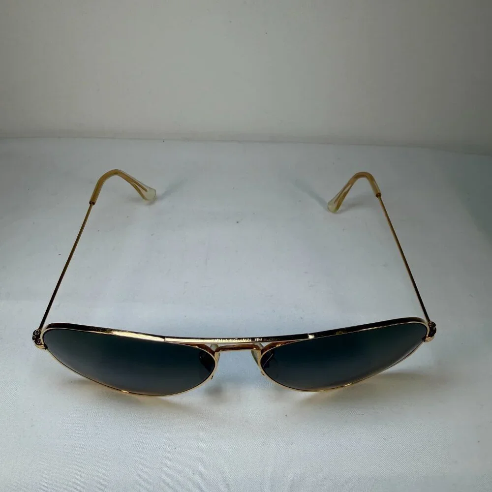 Authentic Vintage 80s RAY-BAN Gold Metal Aviator Sunglasses Small